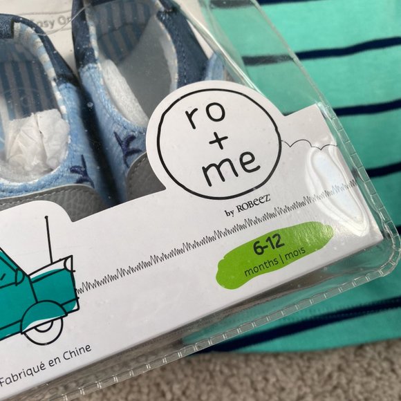 NWT Baby WHALE Bundle - 2 Snap Whale Pattern Rompers And Whale Booties - Picture 11 of 12